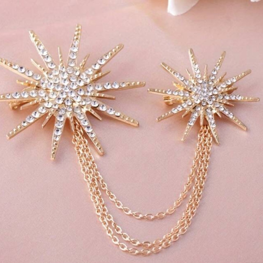 🌟💎🌟 “SUN EXPLOSION GOLD STARBURST” CRYSTAL BROOCH❗️🌟💎🌟 - Picture 3 of 4